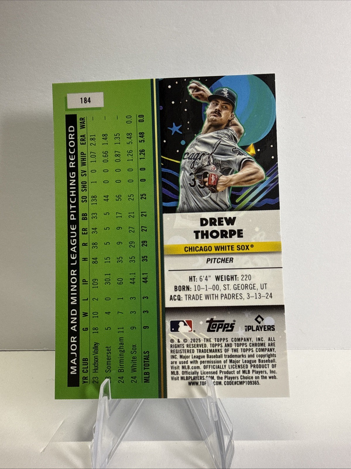 Drew Thorpe RC 2025 Topps Cosmic Chrome Aqua Equinox Refractor #73/199 #184