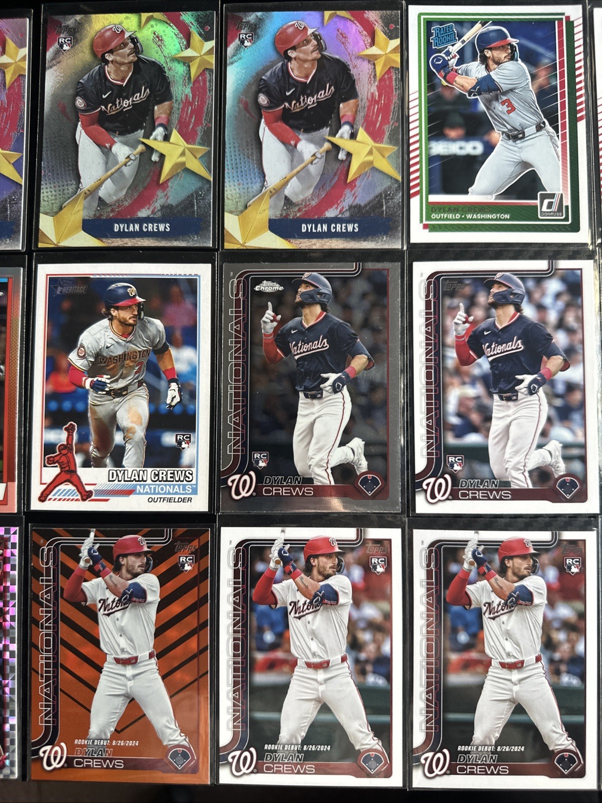 (27) Lot DYLAN CREWS 2025 Bowman Mojo Blue Refractor /150 RC, Xfractor, Relic