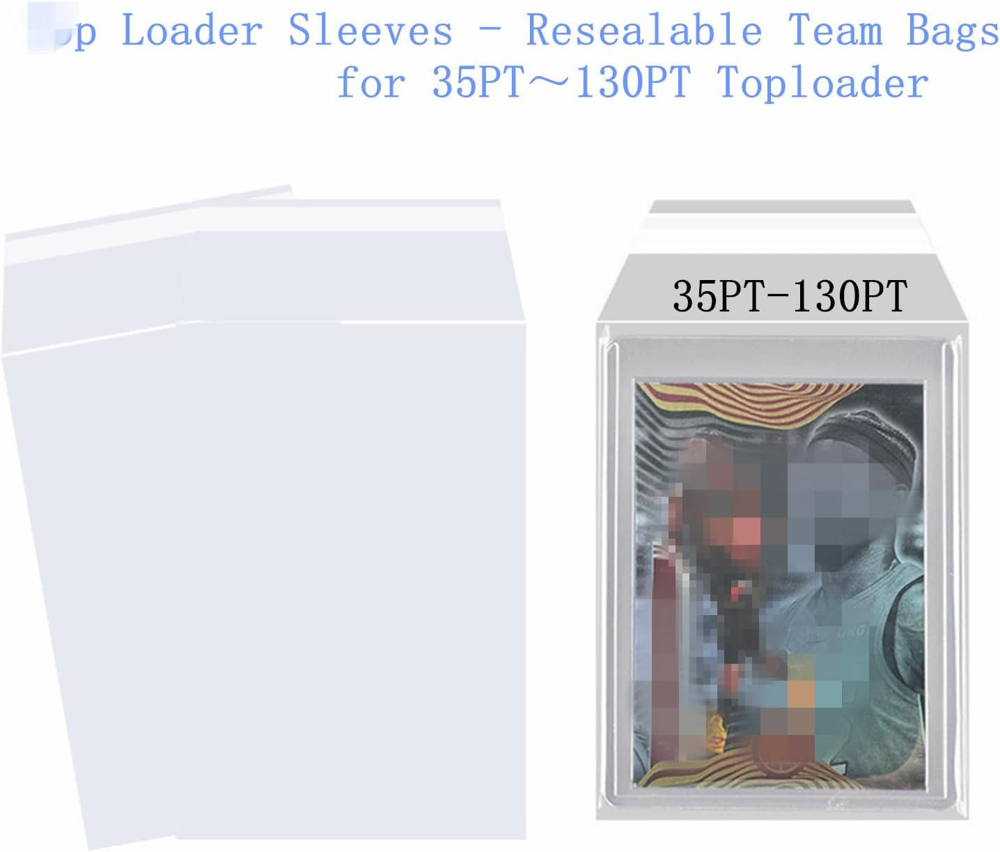 200 PCS Resealable Team Bags for Toploader Holders 35-130PT, Fit Sleeves for Top