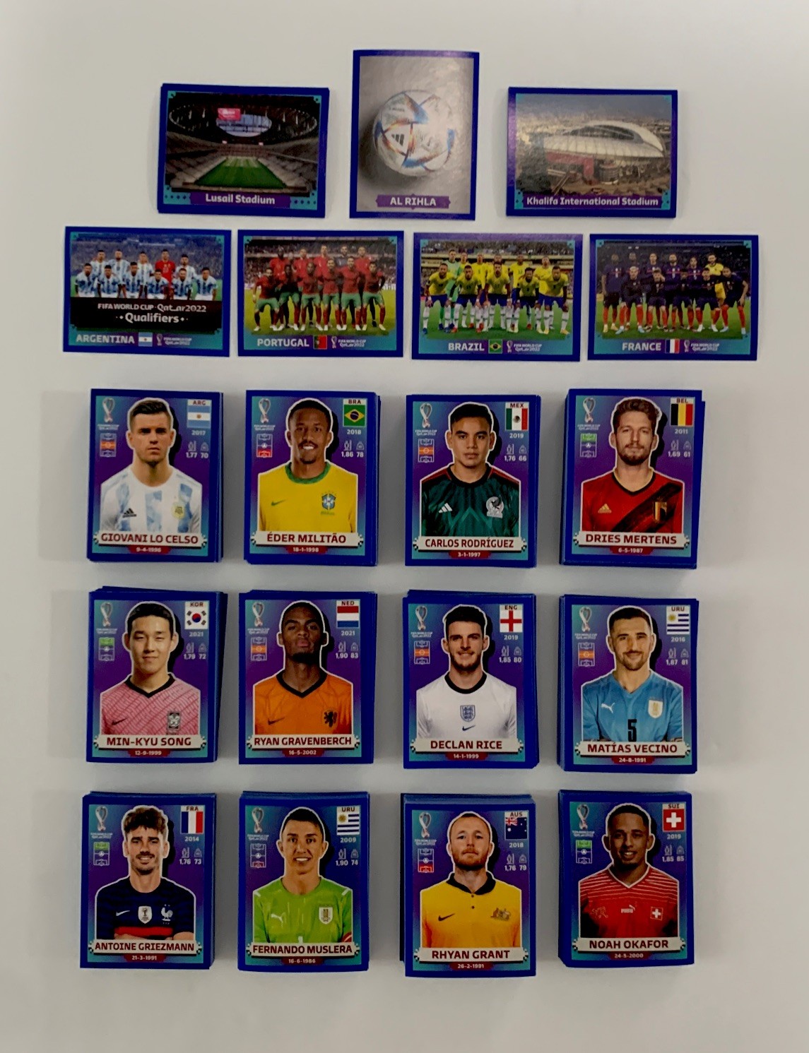 Panini 2022 Qatar Fifa World Cup Stickers Lot Of 100 NO DUPLICATES Blue Parallel