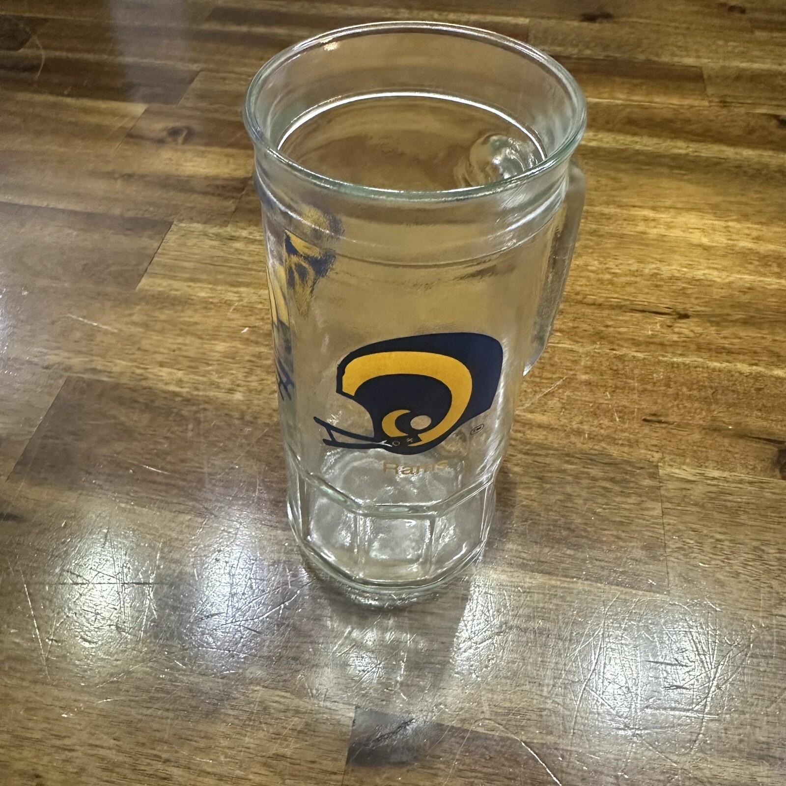 Vintage Rams Cup 80’s NFL Team Fisher Nuts Tall Heavy Glass Mugs Helmet