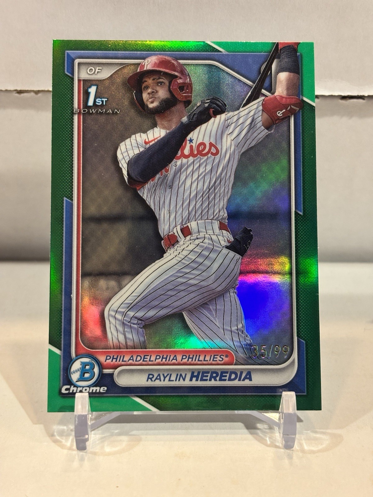 2024 Bowman Chrome Green Refractor /99 RAYLIN HEREDIA Phillies #BCP146