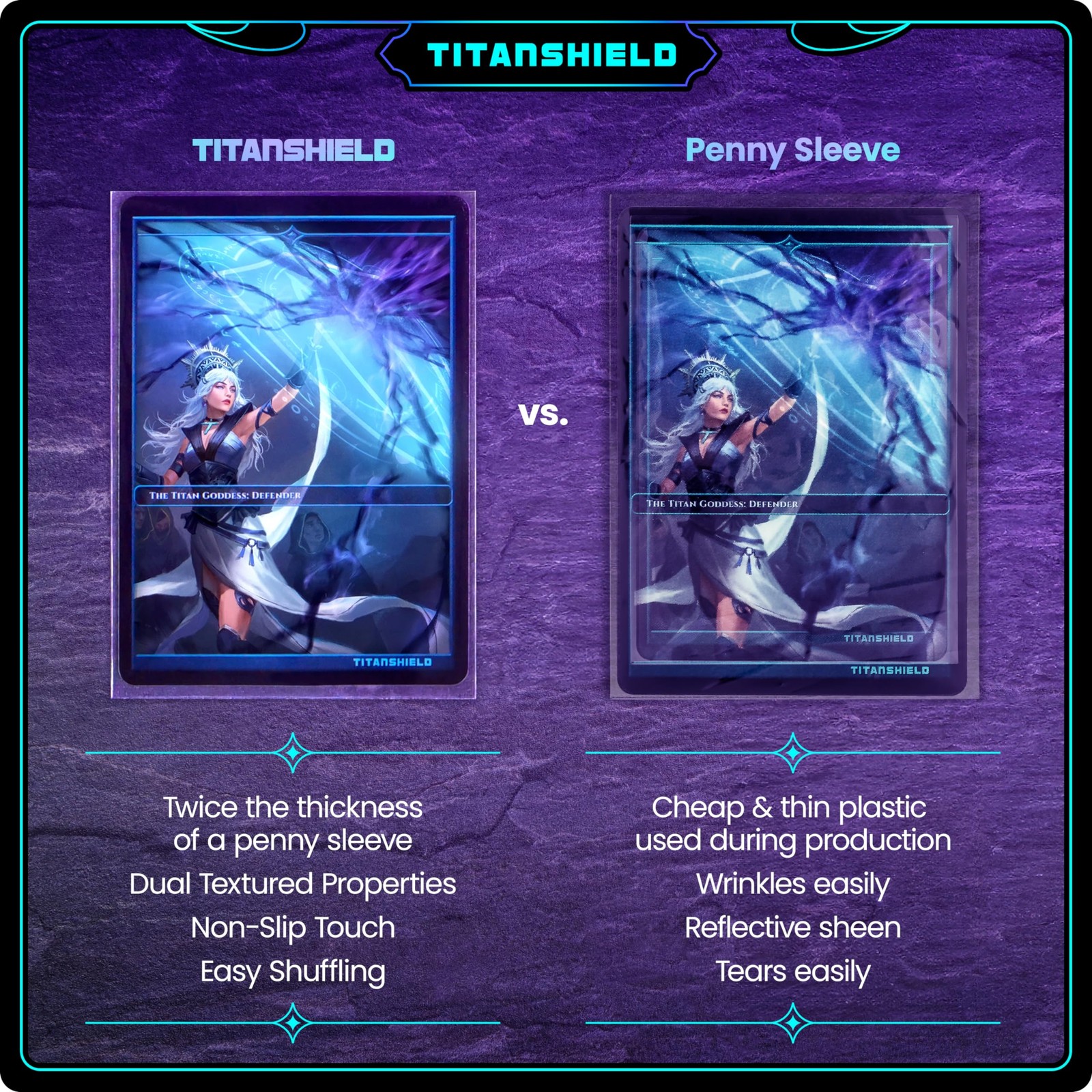 TitanShield Premium Card Sleeves | Compatible with Standard | 66x91mm, Silver
