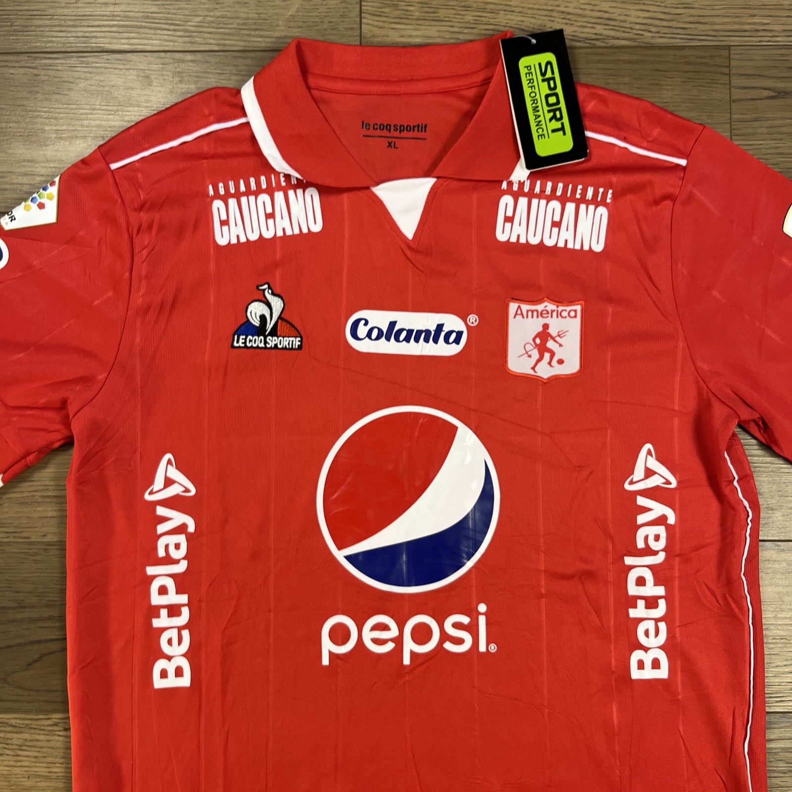 Le Coq Sportif America De Cali Red Soccer Jersey Men’s Size L