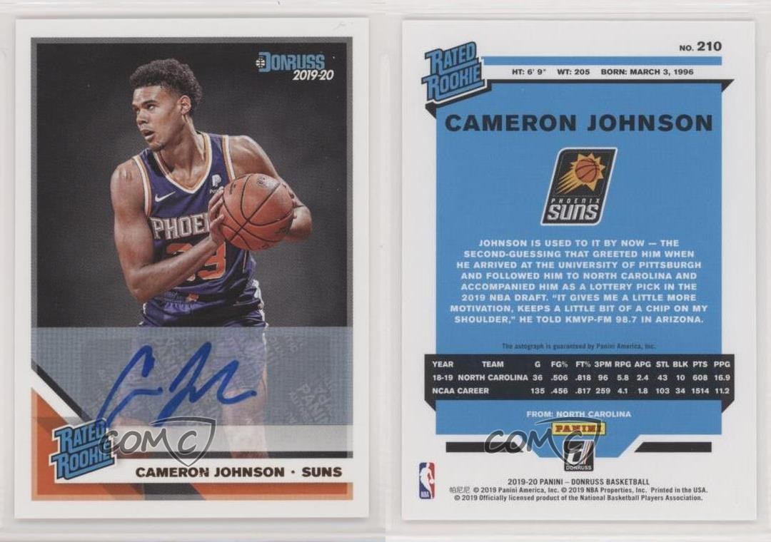 2019-20 Panini Donruss Rated Signatures Cameron Johnson #210 Rookie Auto RC 08ct