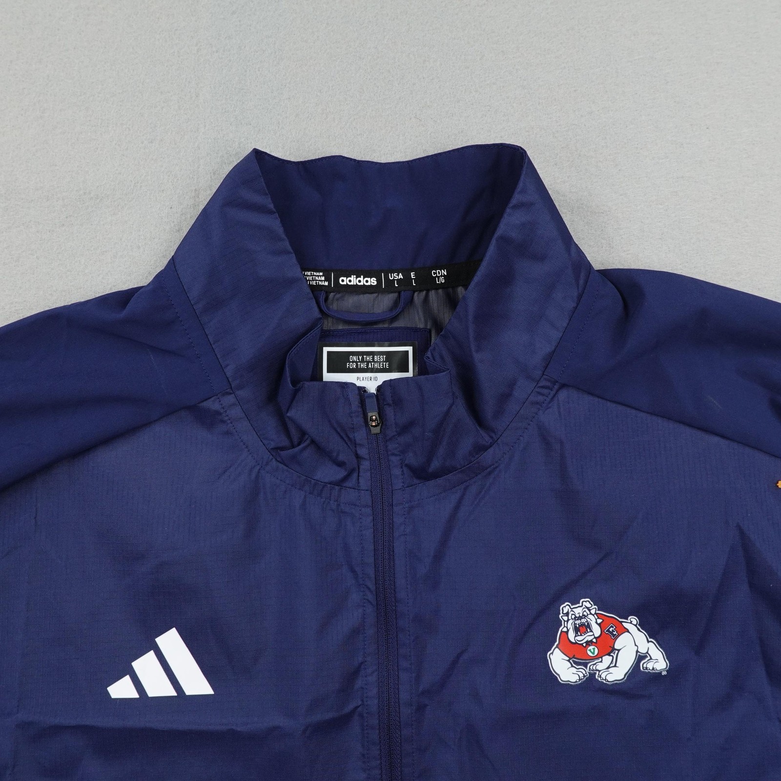 Fresno State Bulldogs Jacket Mens Large Blue Adidas Sideline Woven 1/4 Zip NEW