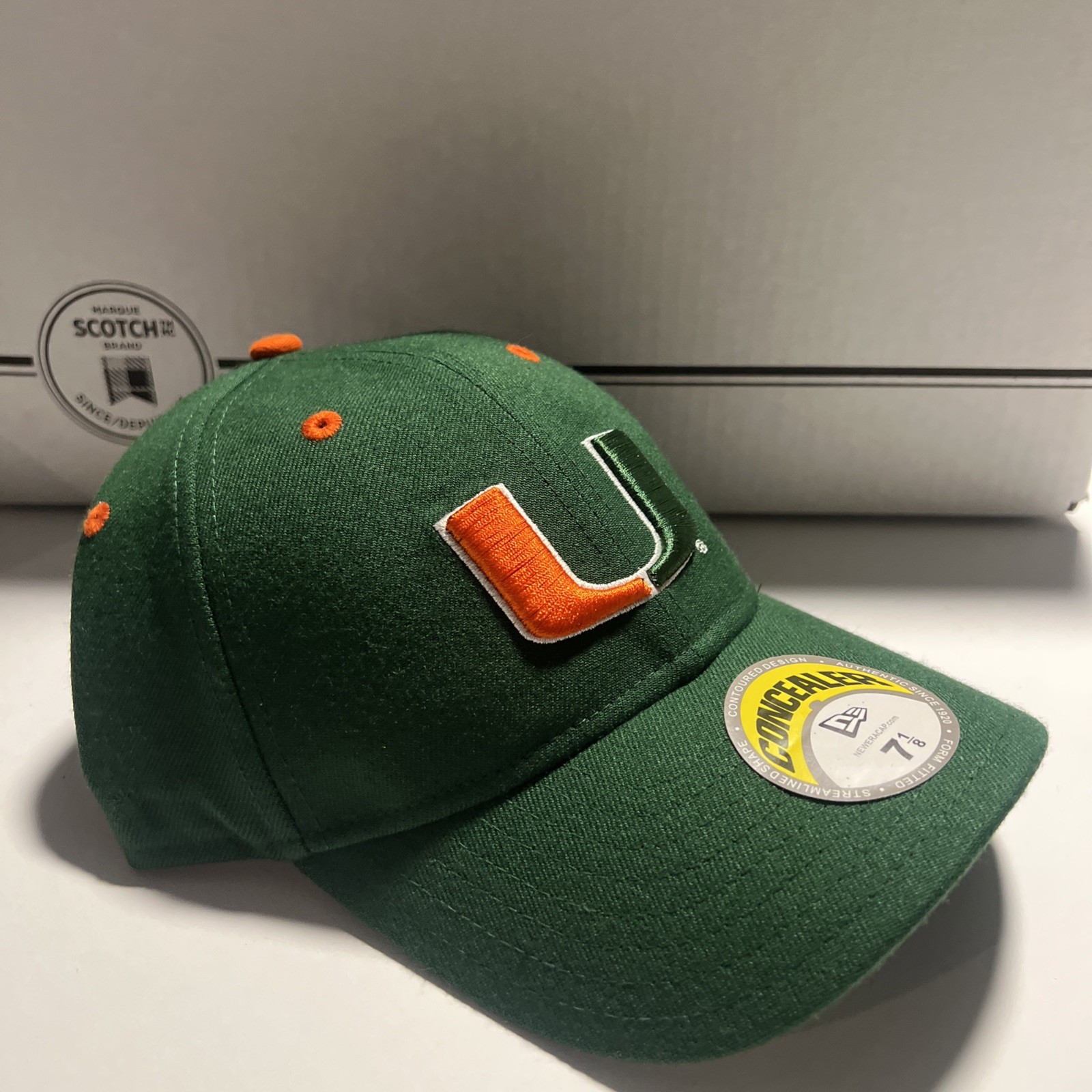 Miami Hurricanes Green Fitted Concealer Hat By New Era Sz 7 1/8
