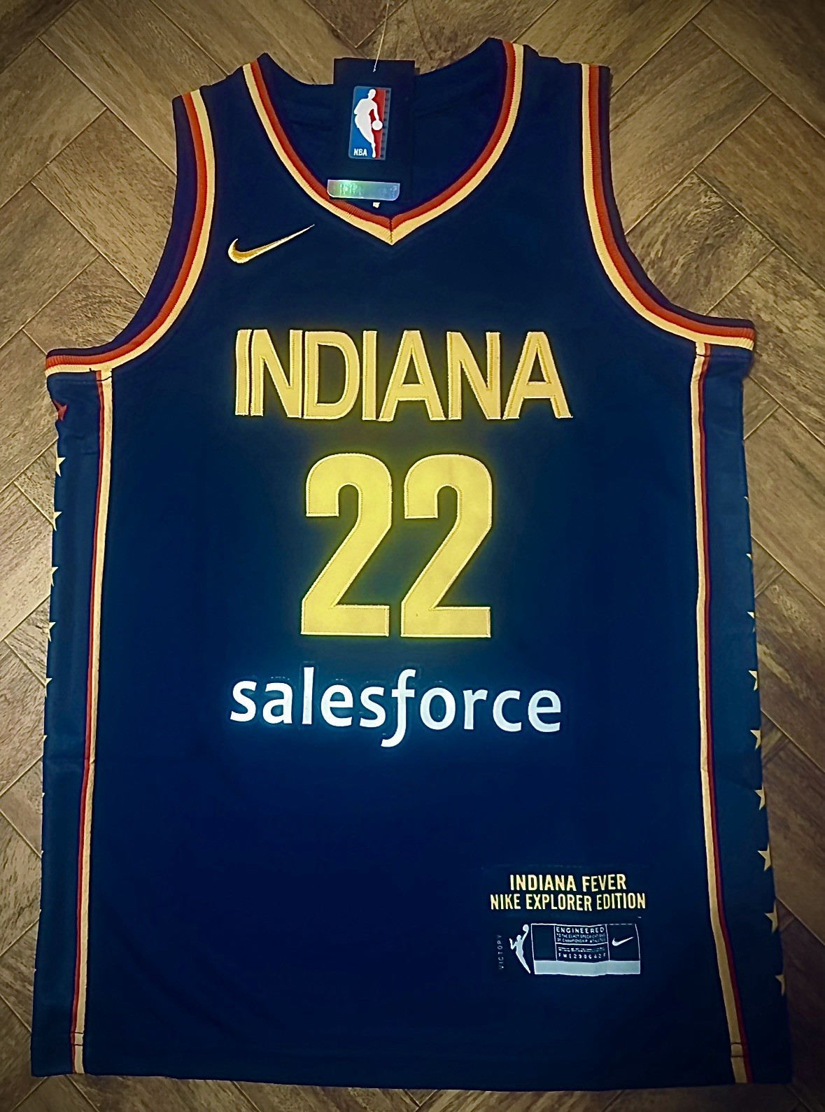Adult 50/L Caitlin Clark #22 Indiana Fever Stitched WNBA Explorer Victory Jersey