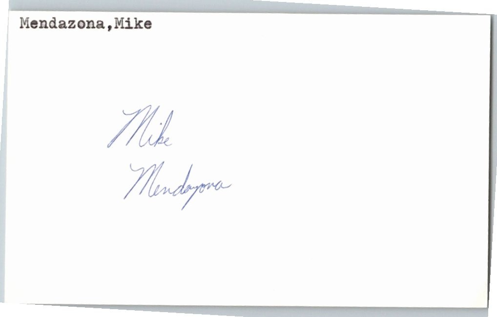 1980’s -Mike Mendazona- Signed/Autograph/Auto Index Card GCL Rangers MLB