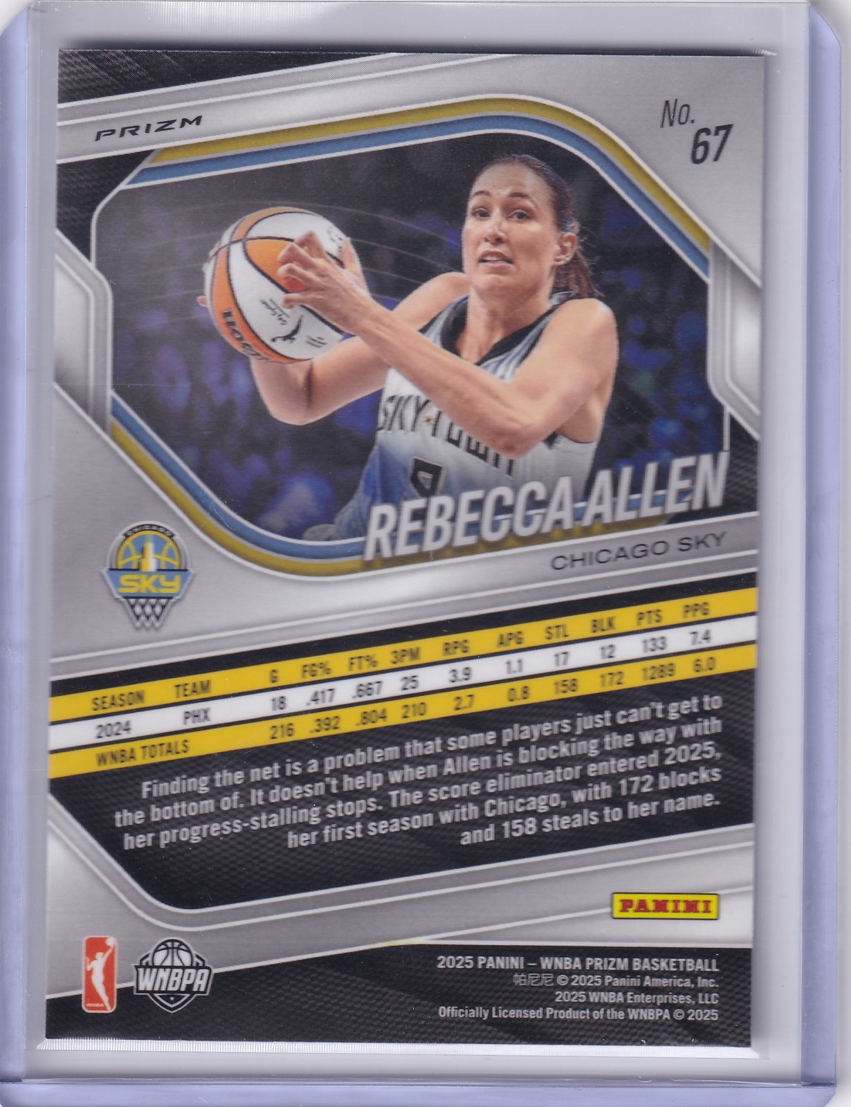 2025 Panini Prizm WNBA #67 Rebecca Allen Silver Prizms