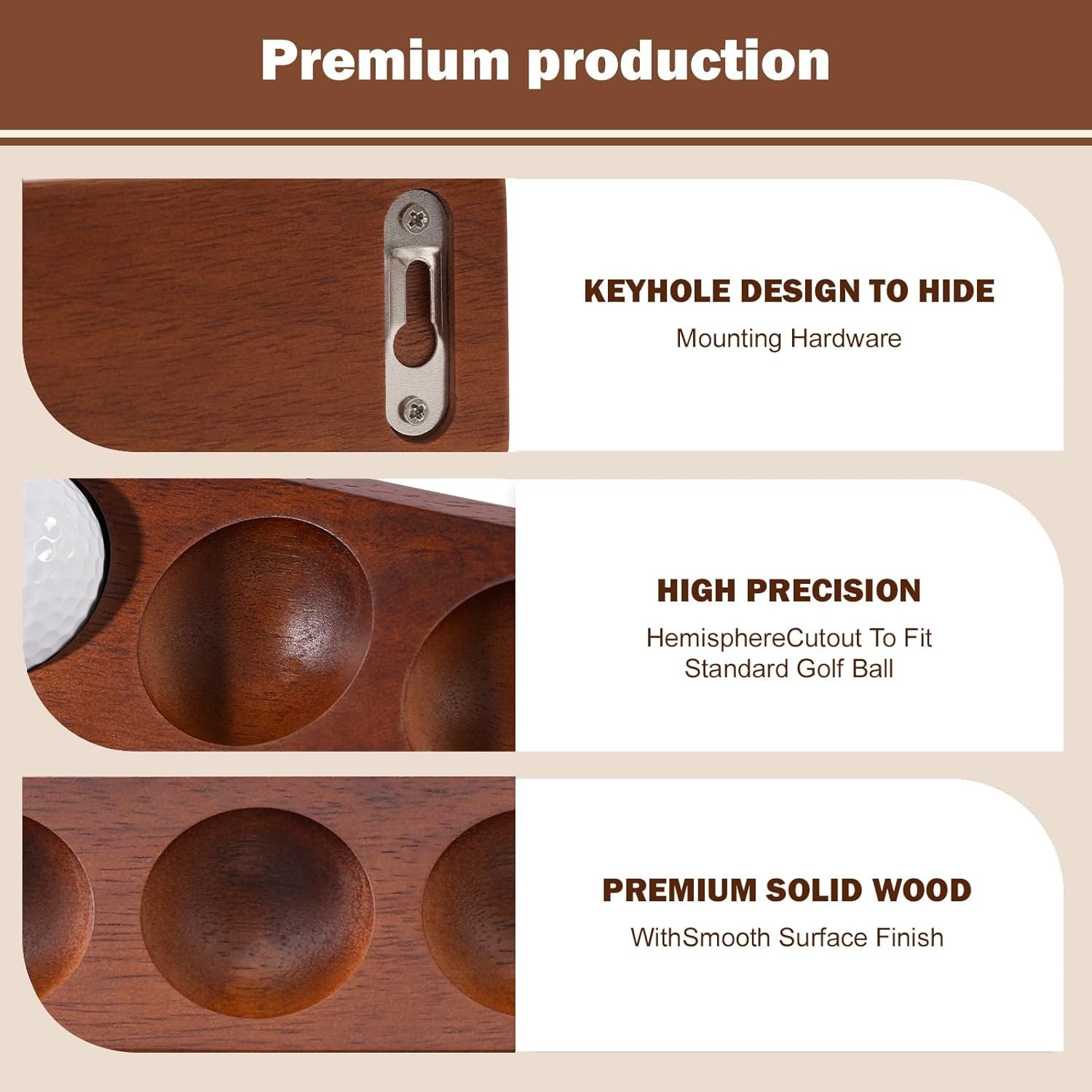 1-Pack Wooden Golf Ball Display Case & Holder – Wall Mount/Tabletop Versatile…