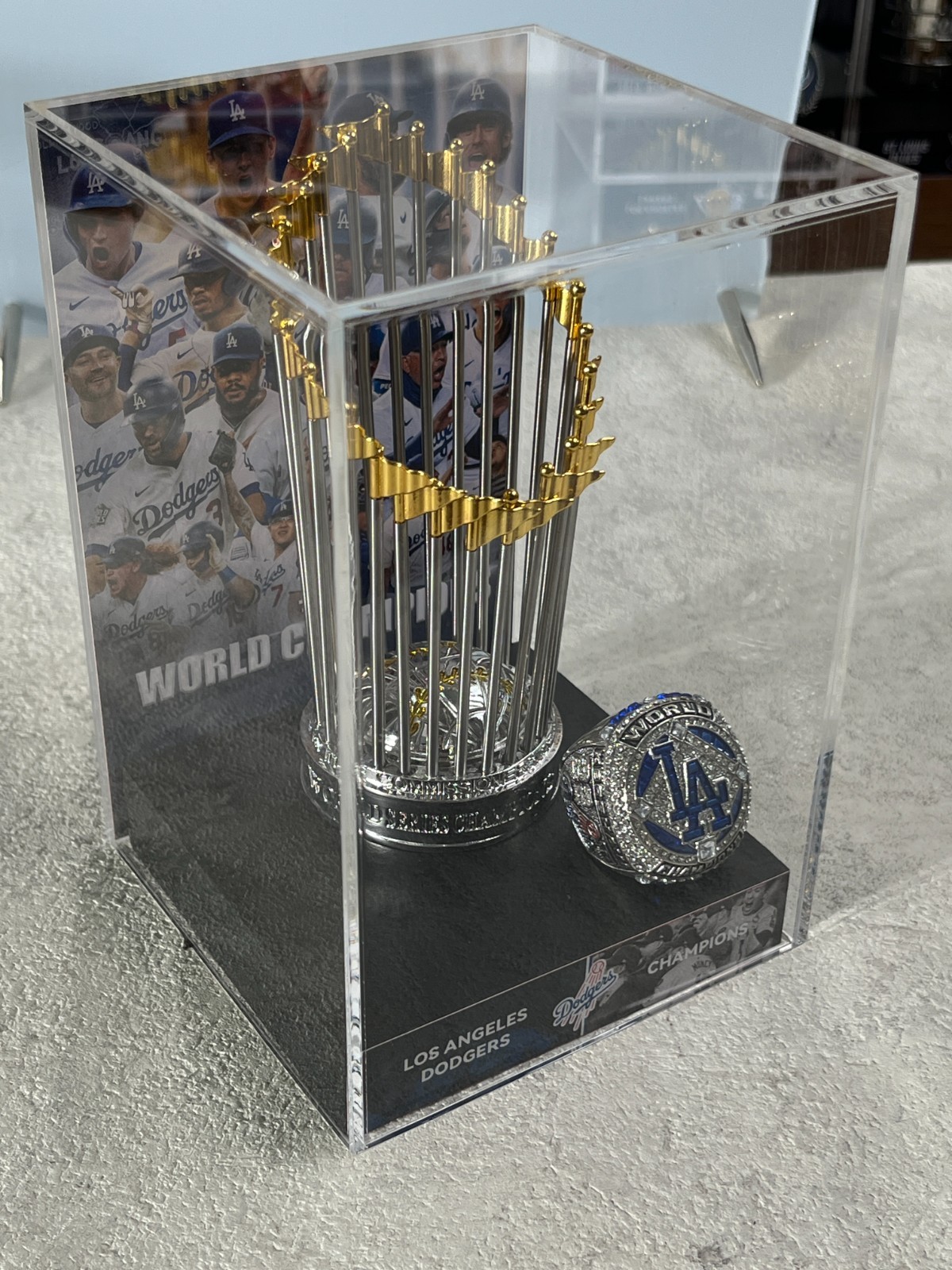 2020 Los Angeles Dodgers World Series Championship Trophy & Ring Display Case