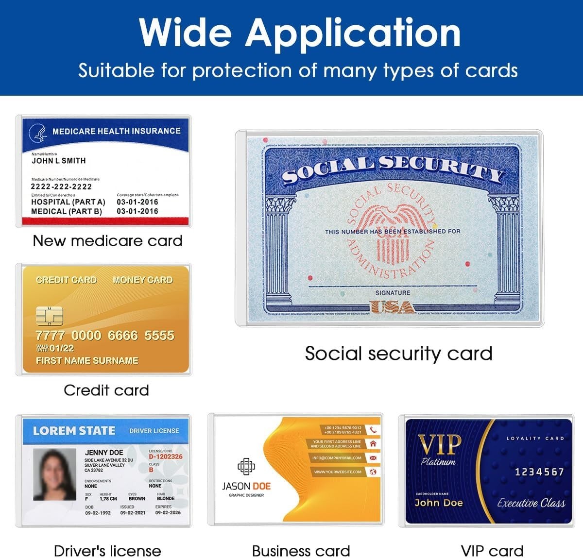 Crystal Clear 12 Mil Medicare Card Protector Sleeves – 6 Pack for IDs & More