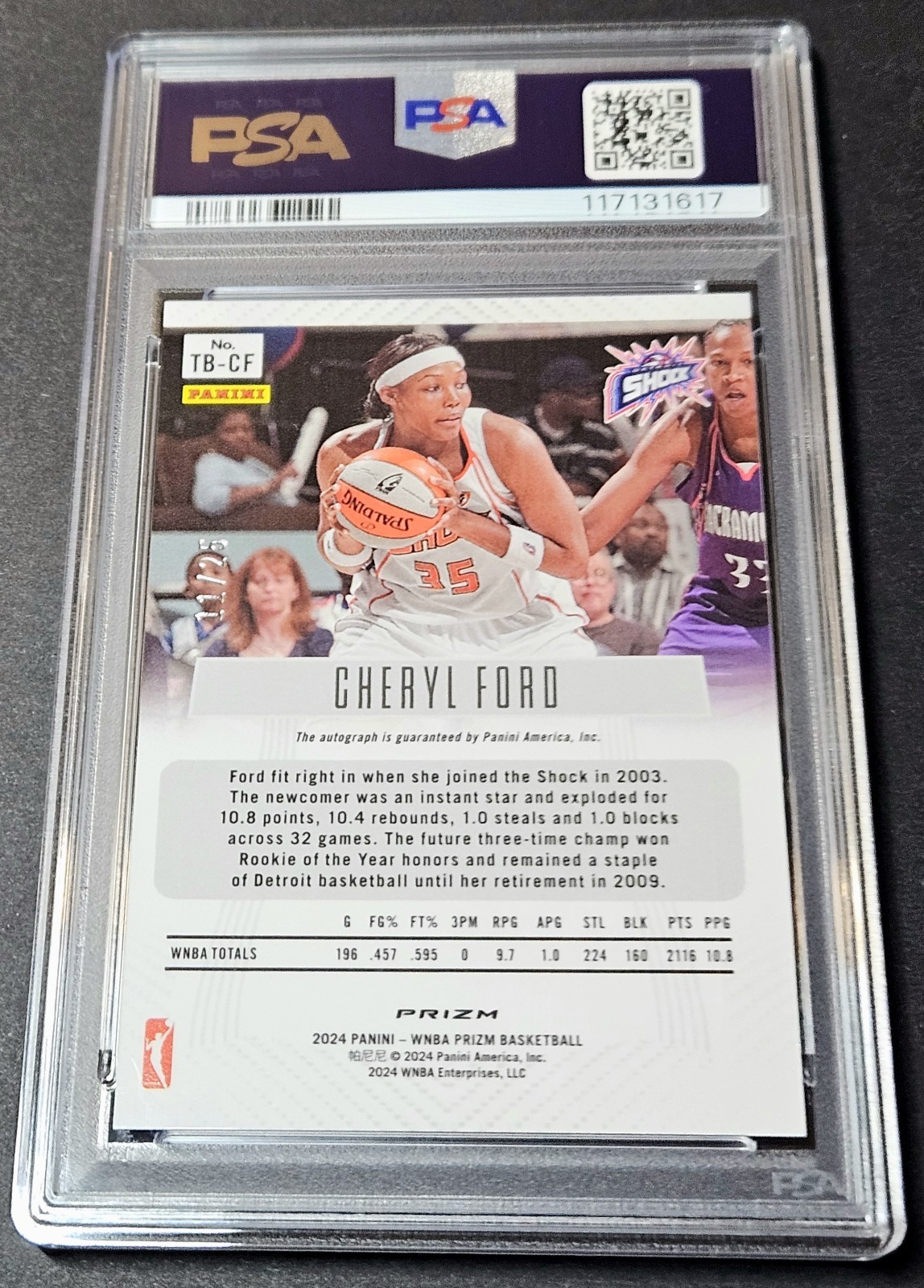 2024 Panini Prizm WNBA Mojo Auto /25 Throwback Signatures Cheryl Ford PSA 10 #TB