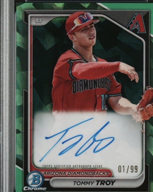 Tommy Troy Auto Limited 01/99 PSA 9 Bowman Green Sapphire Card Rookie Bookend