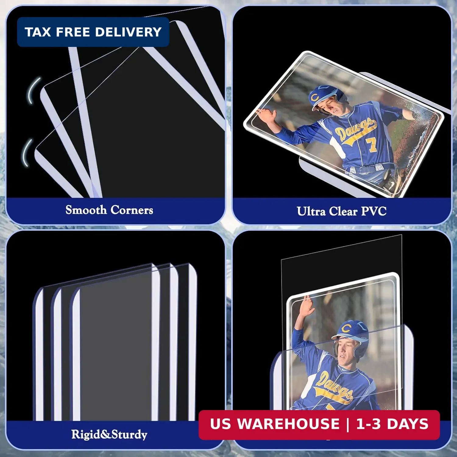 Trading Card Sleeves Hard Plastic Clear Case Holder 300 Baseball Cards Topload!!
