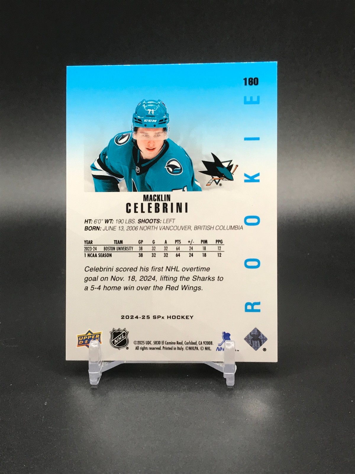 2024-25 Spx – Extended Rookies Macklin Celebrini #160 (RC)