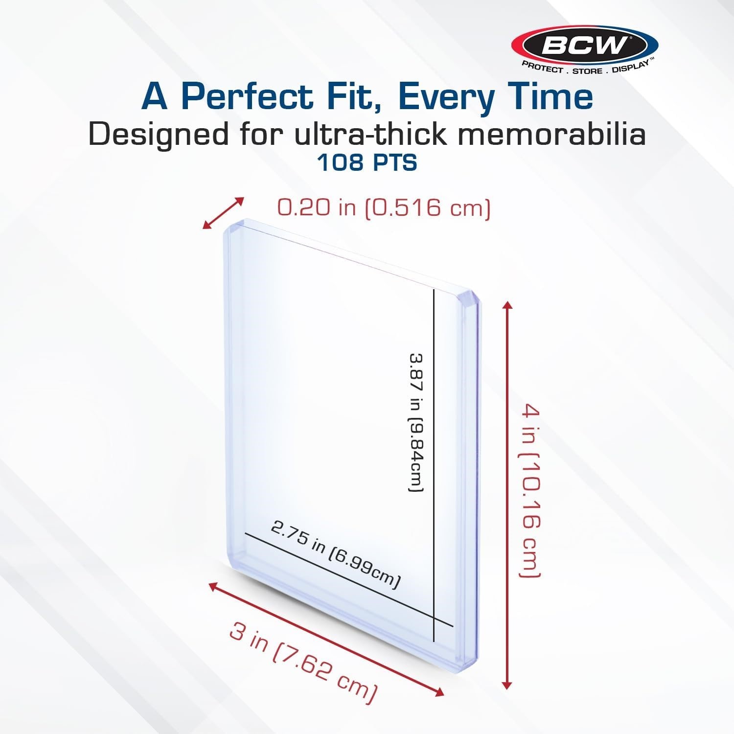 10 BCW Thick Card Topload 108 Pt. Holders 3×4 Protector Rigid PVC Clear Storage