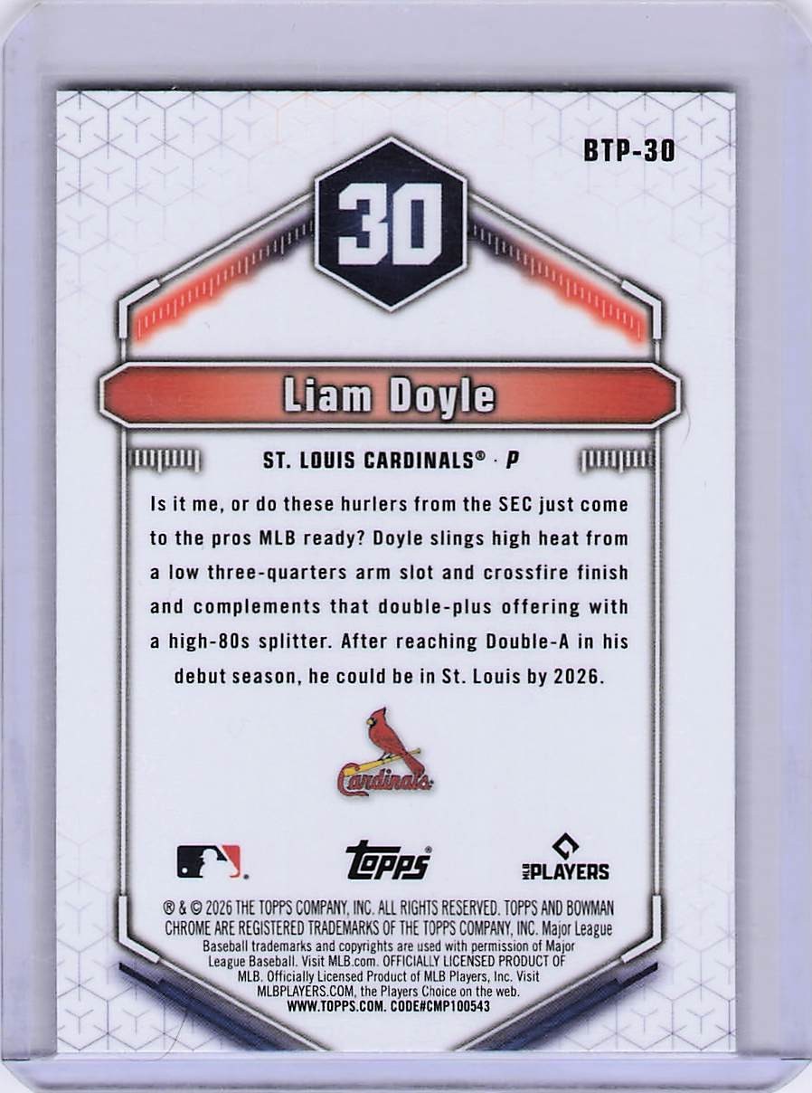 2026 Bowman #BTP-30 Liam Doyle Bowman Scouts’ Top 100