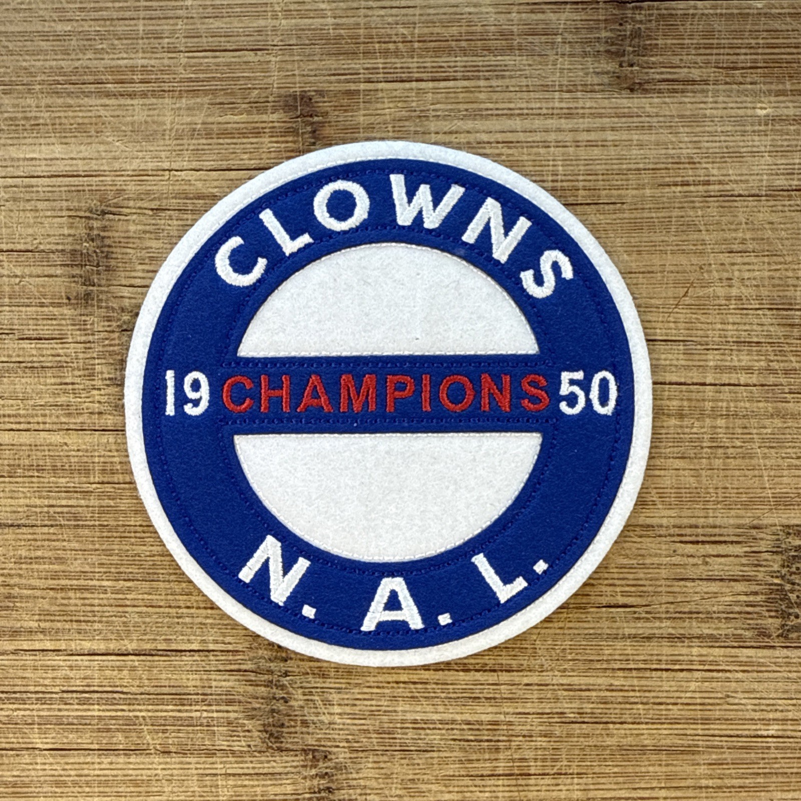 Clowns N.A.L. Champions 1950 Patch 4” Round Felt Sew On Vintage Baseball Style