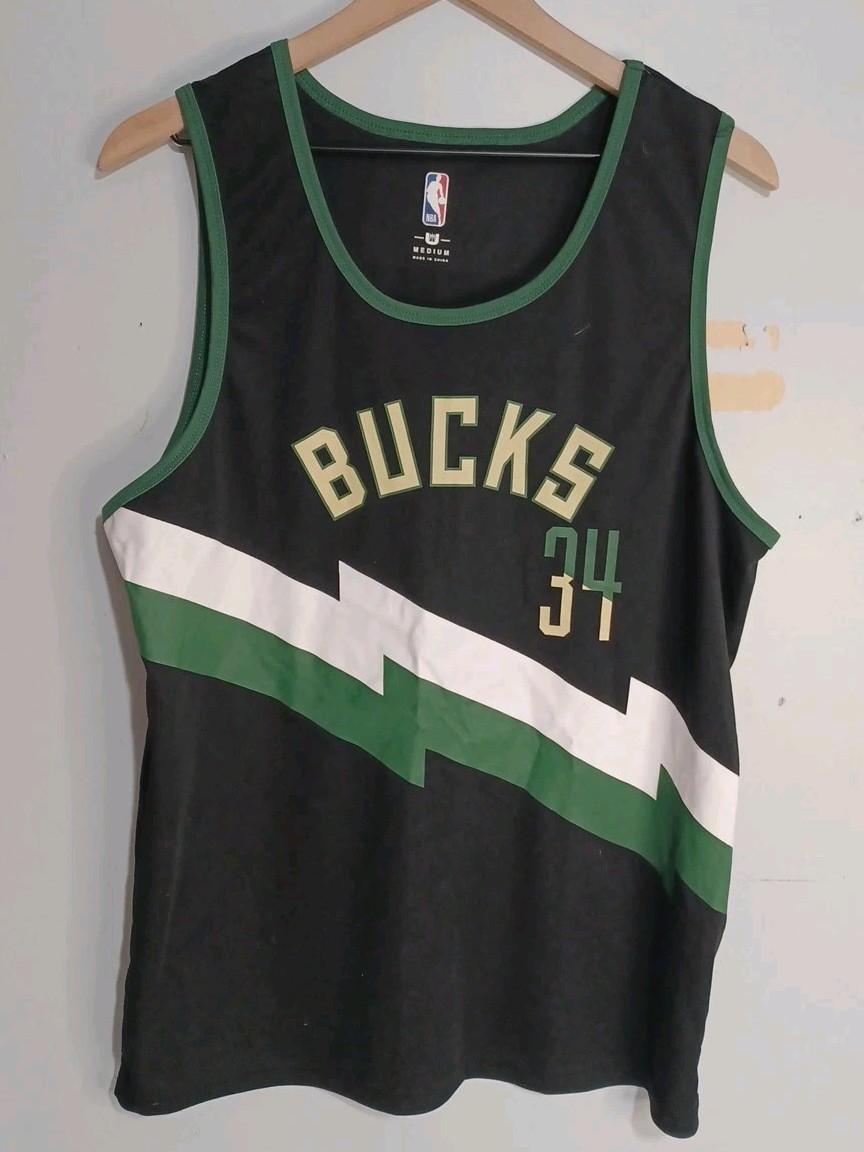 Giannis Antetokoumpo Milwaukee Bucks Jersey Mens Sz M Black Stretch NBA (L7)