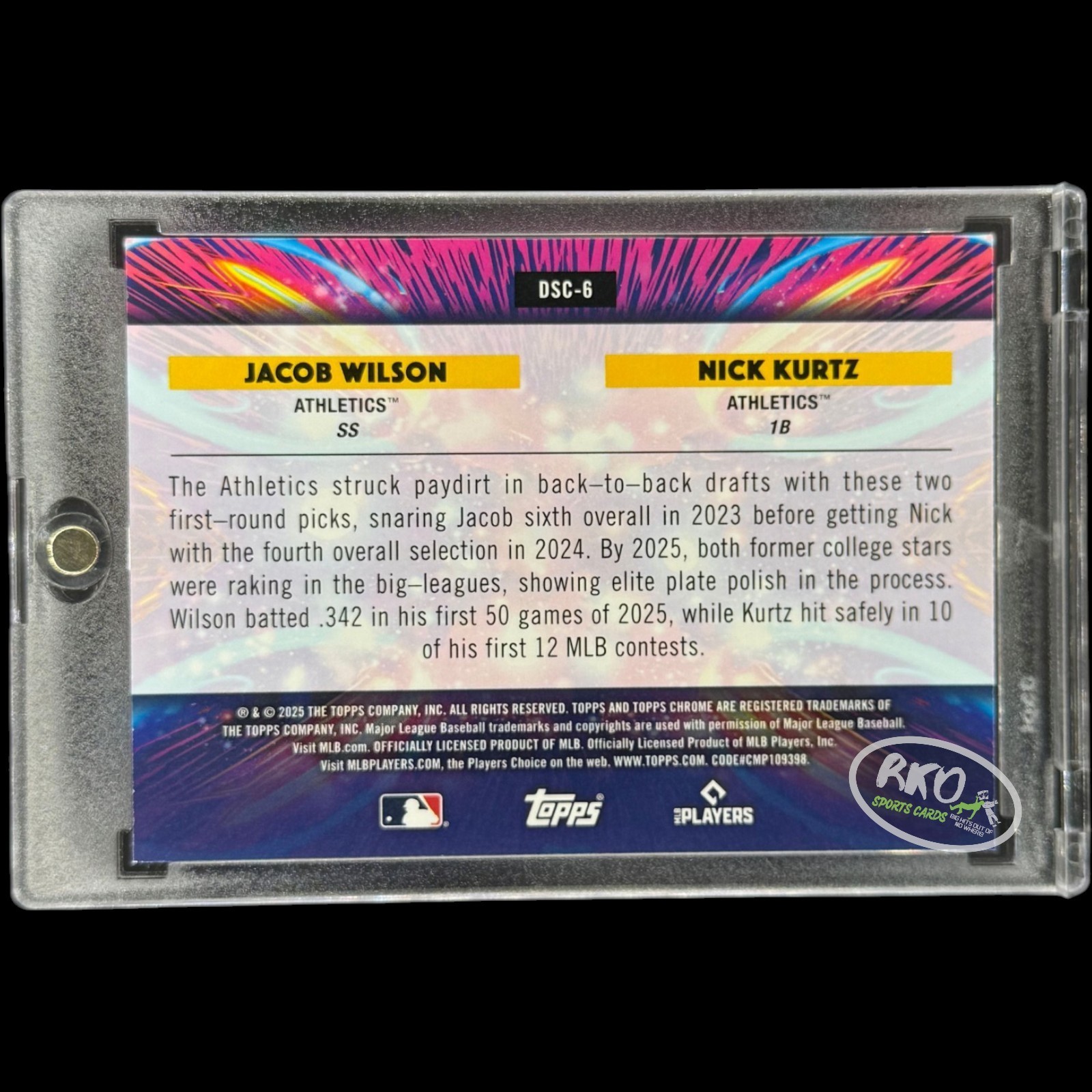 Nick Kurtz Jacob Wilson RARE ROOKIE DUAL REFRACTOR INVESTMENT CARD CHROME A’s