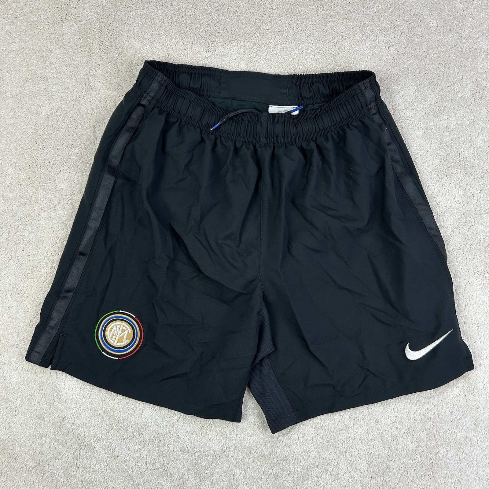 Official 2009-10 Nike Inter Milan Italy Black Lined Football 354272-010 Shorts S