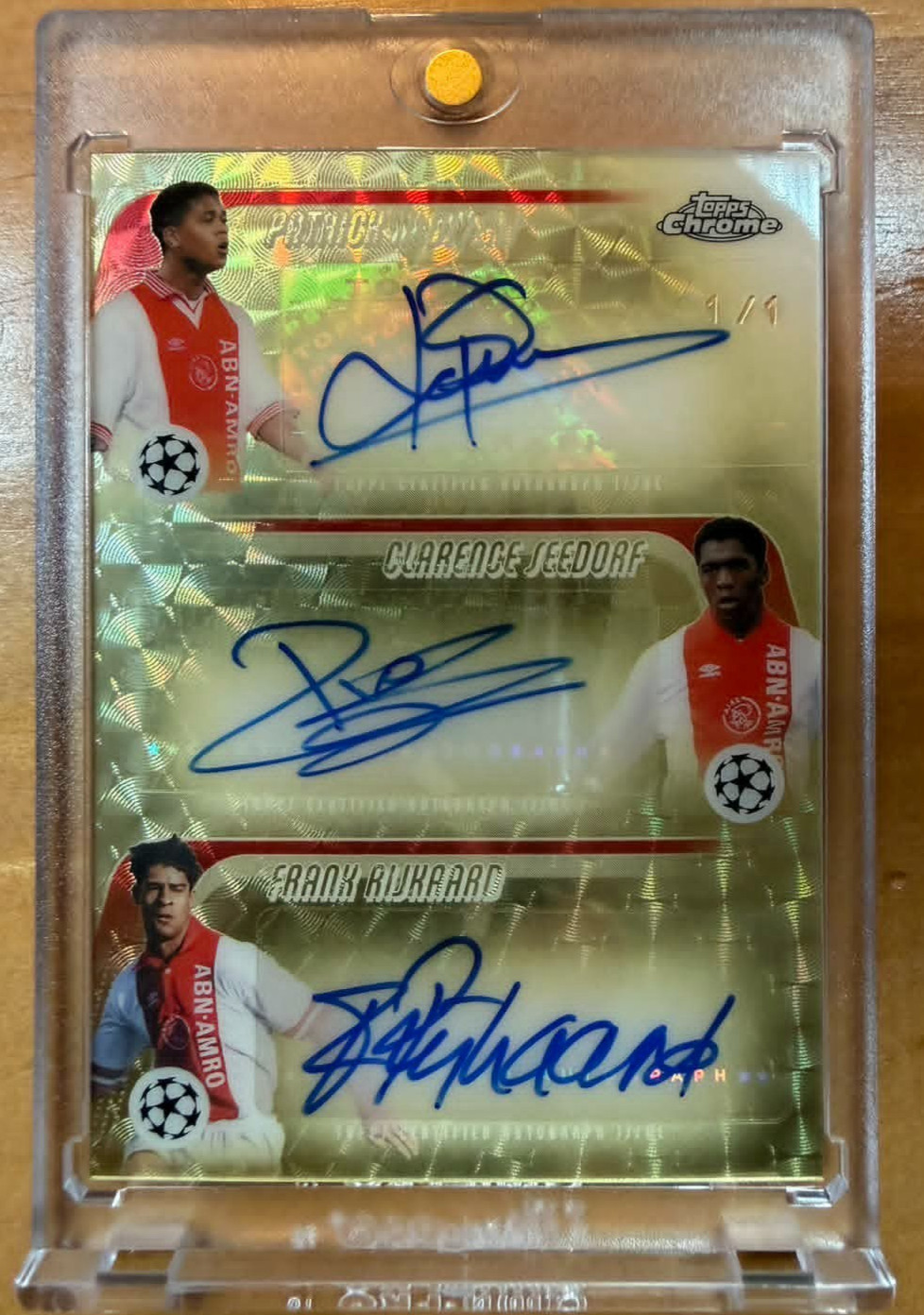 2025-26 TOPPS CHROME UEFA KLUIVERT SEEDORF RIJKAARD TRIPLE AUTO SUPERFRACTOR 1/1