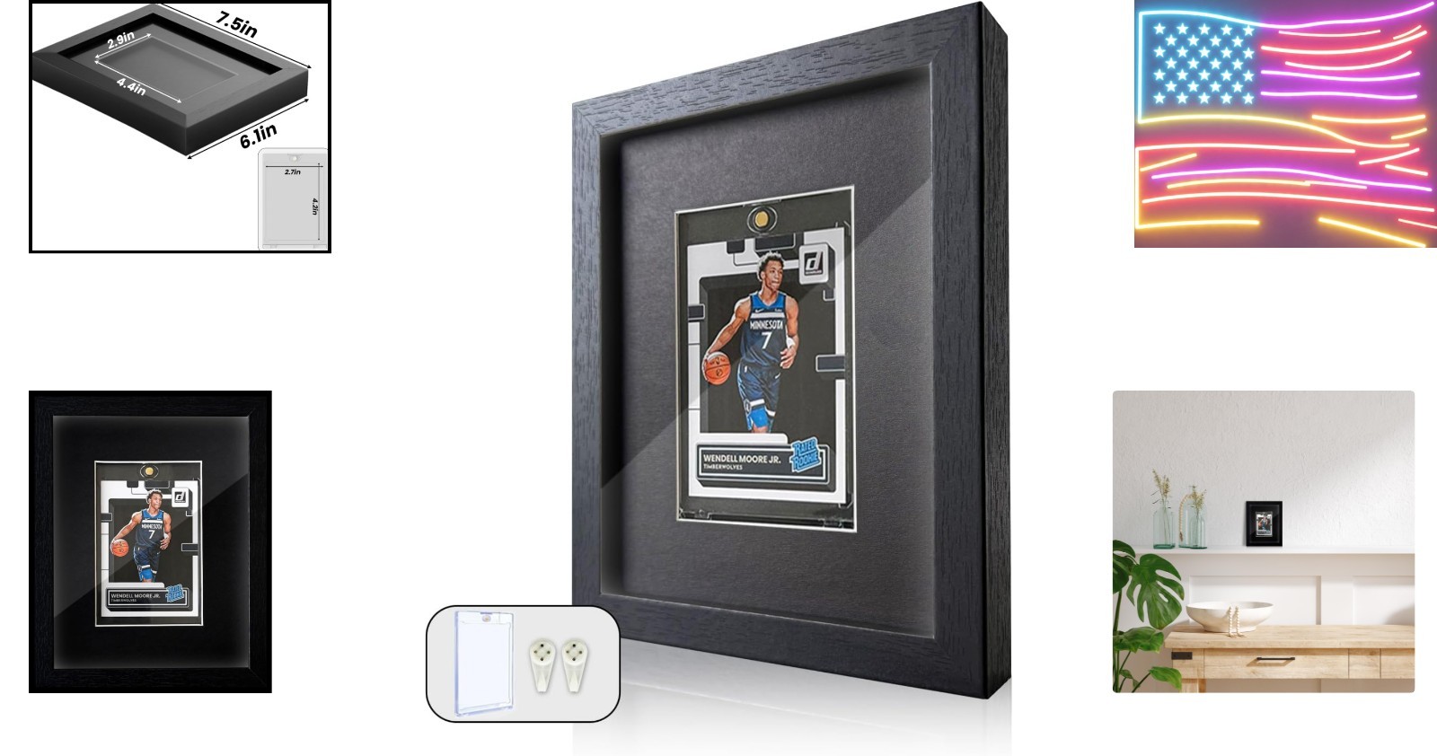 Sports Card Display Frame with Tempered Glass, Wall Mount or Tabletop Trading…