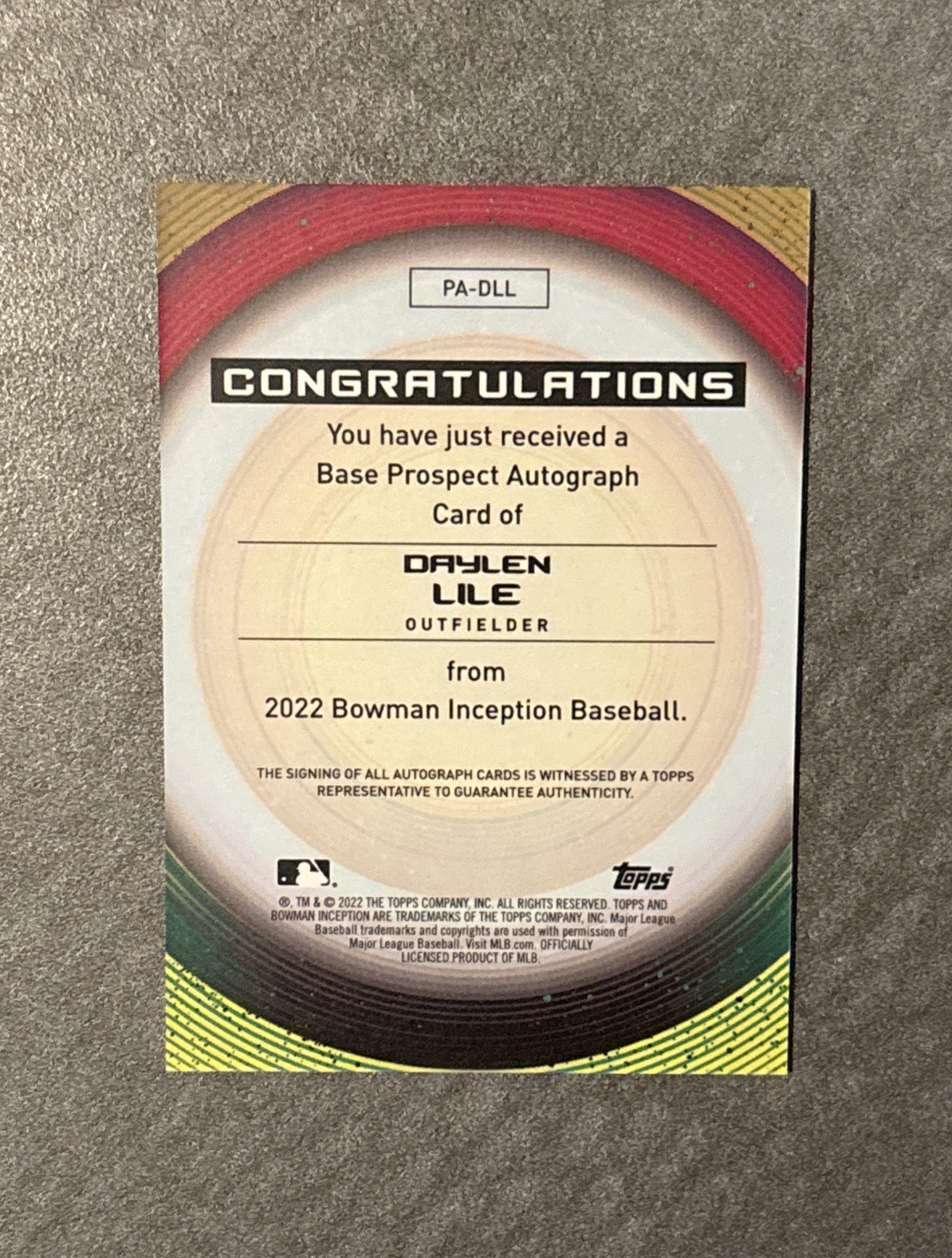2022 Bowman Inception Gold Daylen Lile Rookie RC Auto /50 Nationals #PA-DLL