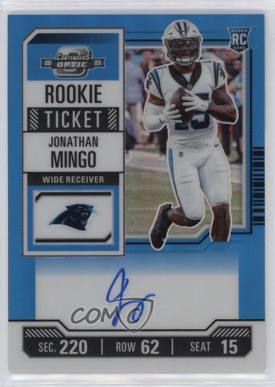 2023 Panini Contenders Optic Teal Prizm 69/99 Jonathan Mingo Rookie Auto RC 10tb