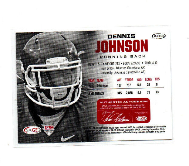 2013 SAGE HIT Autographs Silver #A33 Dennis Johnson