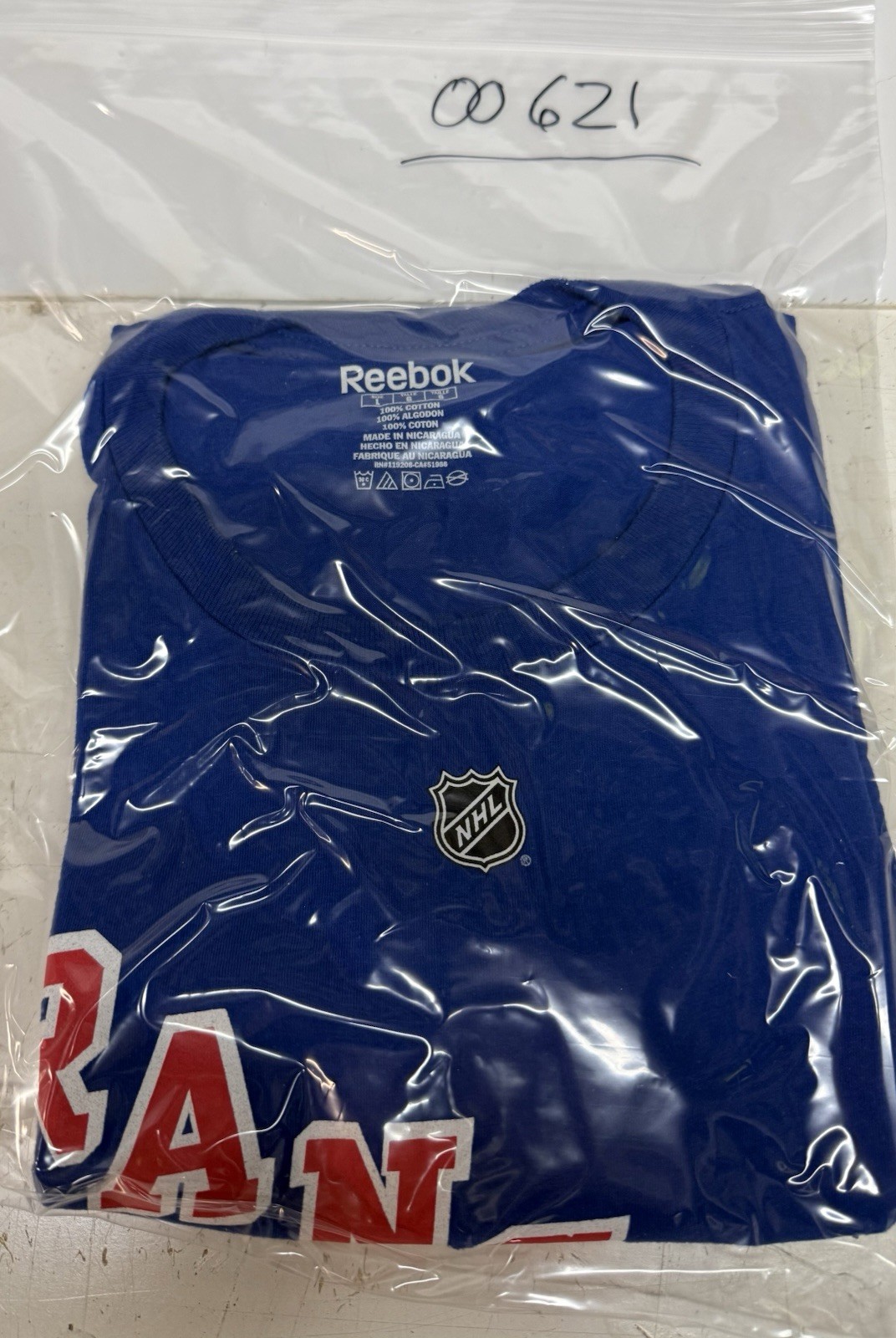 Reebok New York Rangers NHL Henrik Lundqvist #30 Blue Short Sleeve Shirt, L