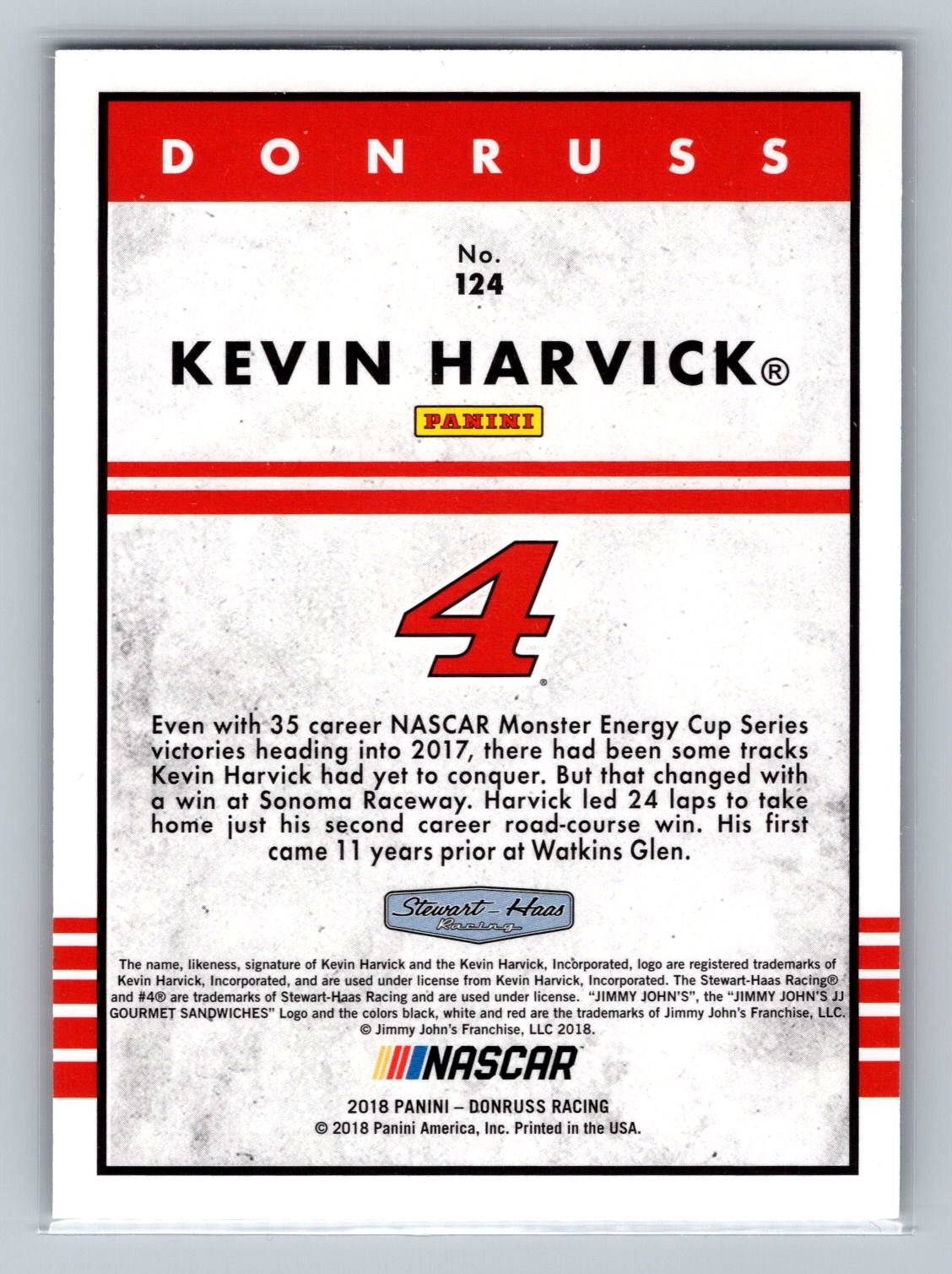 Kevin Harvick 2018 Donruss #124 Gold Foil #/499