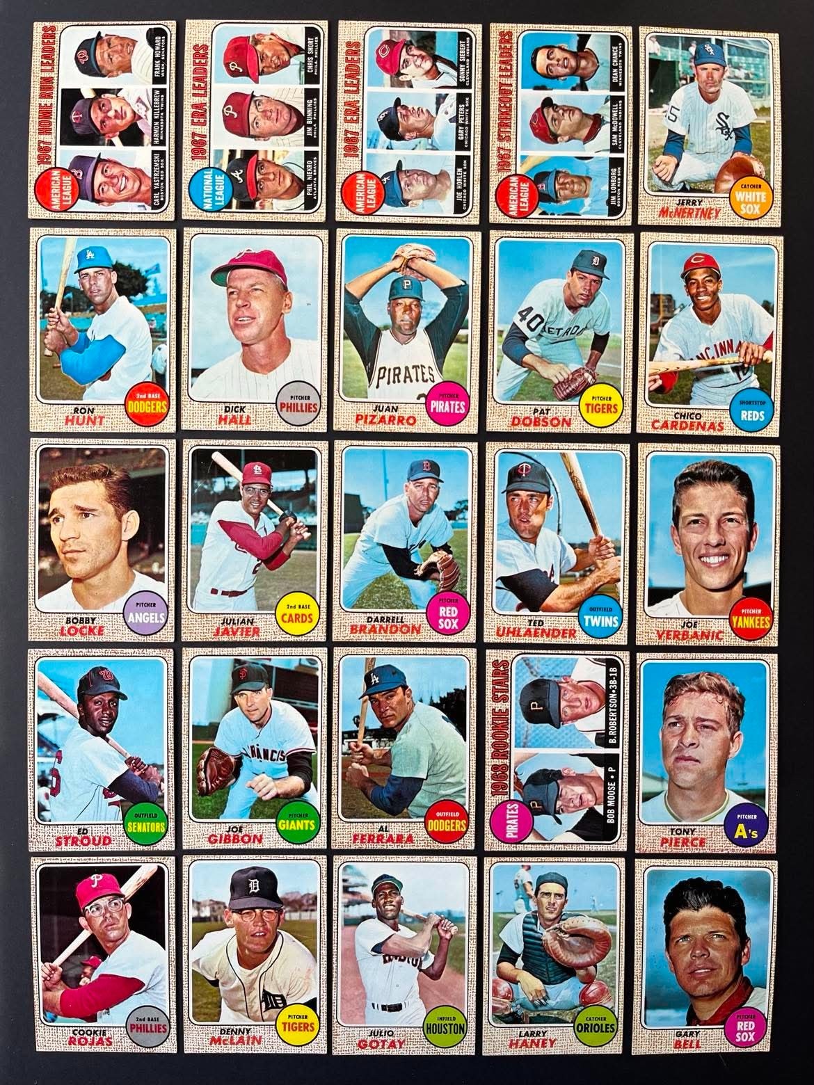 1968 Topps Baseball Card Set -247 DIFFERENT CARDS – Condition Varies – Vintage