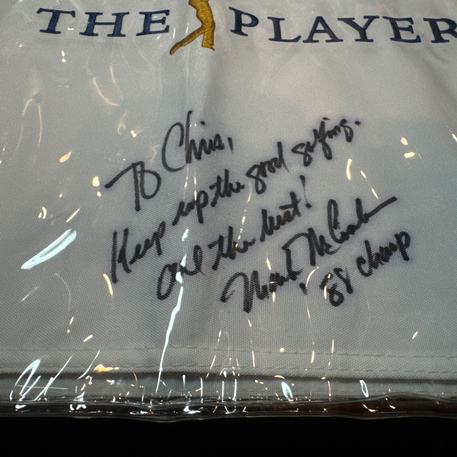 The Players Championship Mark McCumber signed PGA Tour Flag- JSA w/ Personal Ins