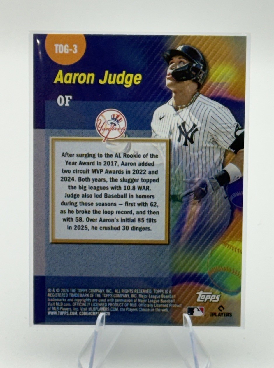 2026 Topps Series 1 Titans of the Game Aaron Judge TOG-3 New York Yankees