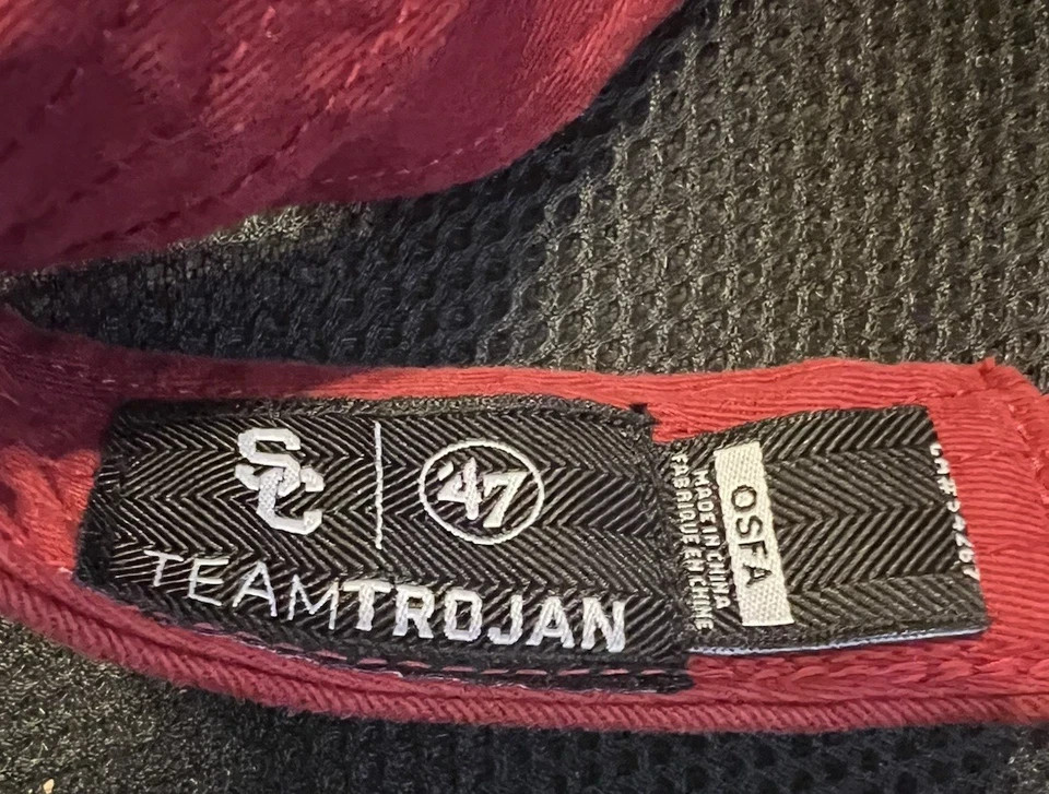 USC Trojans Adult SC Logo Visor Hat Cap Red 47 Brand Team Trojan Strap Back NWT