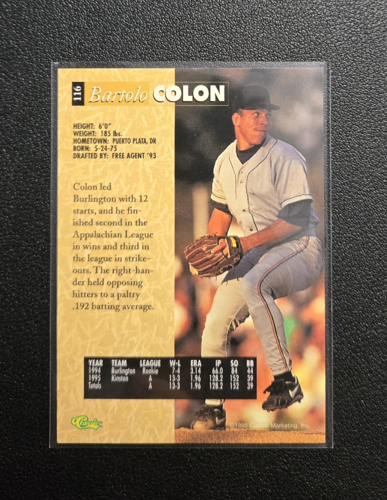1995 Classic 5 Sport Bartolo Colon Printers Proof RC #116 – /795