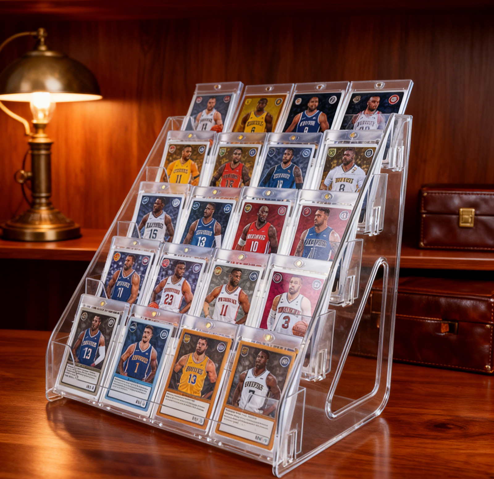 ❤️Trading Card Display Stand 5 Tier Vertical Holder for Basketball Sport Cards
