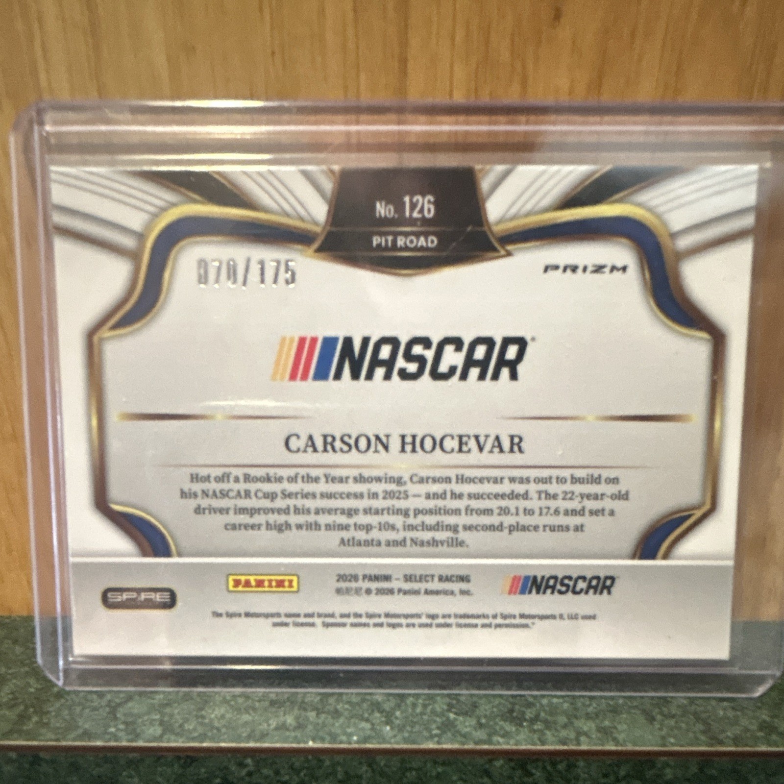 2026 Panini Select Racing – Pit Road Carson Hocevar #126 Blue Prizm /175