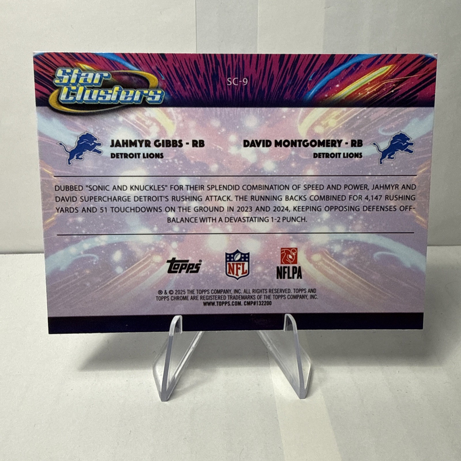 2025 Topps Cosmic Chrome Jahmyr Gibbs David Montgomery Star Clusters # SC-9