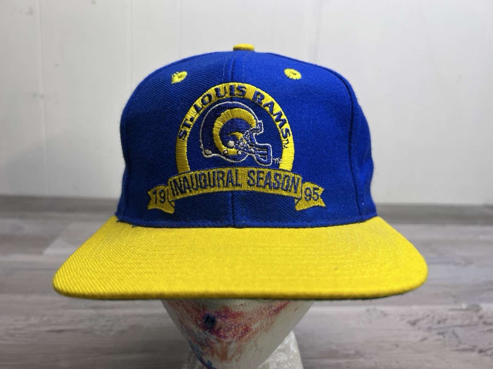 Vintage 1995 St Louis Rams Inaugural Season Logo Athletic Snapback Hat NFL 90s