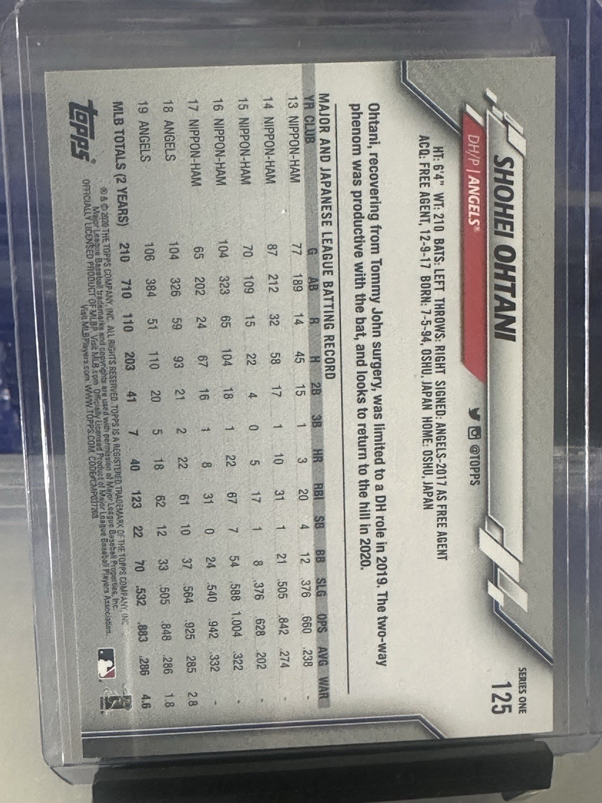 2020 Topps – Shohei Ohtani #125 Batting