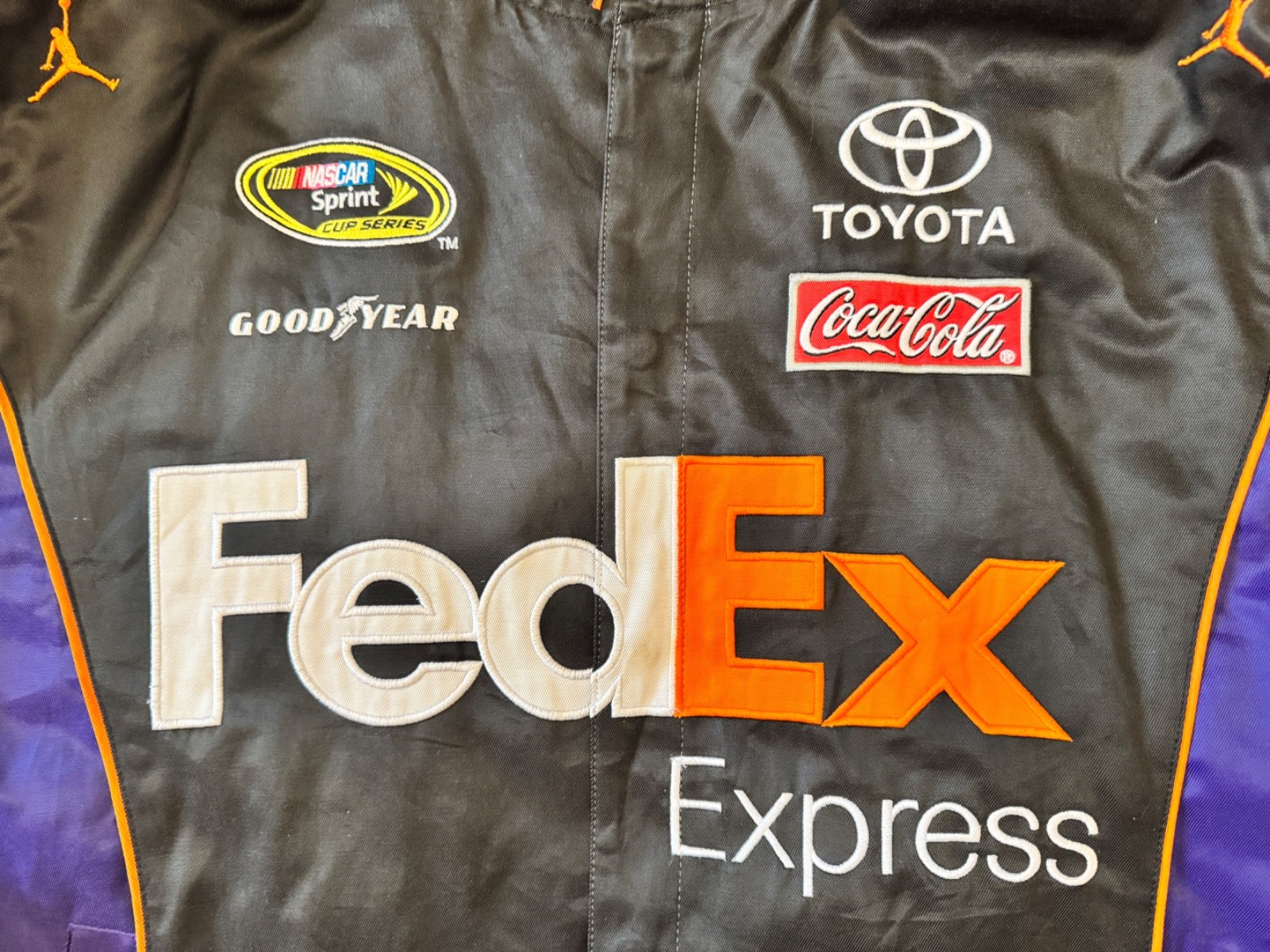 Denny Hamlin Chase Authentic Coat FedEx, used good condition, size Large