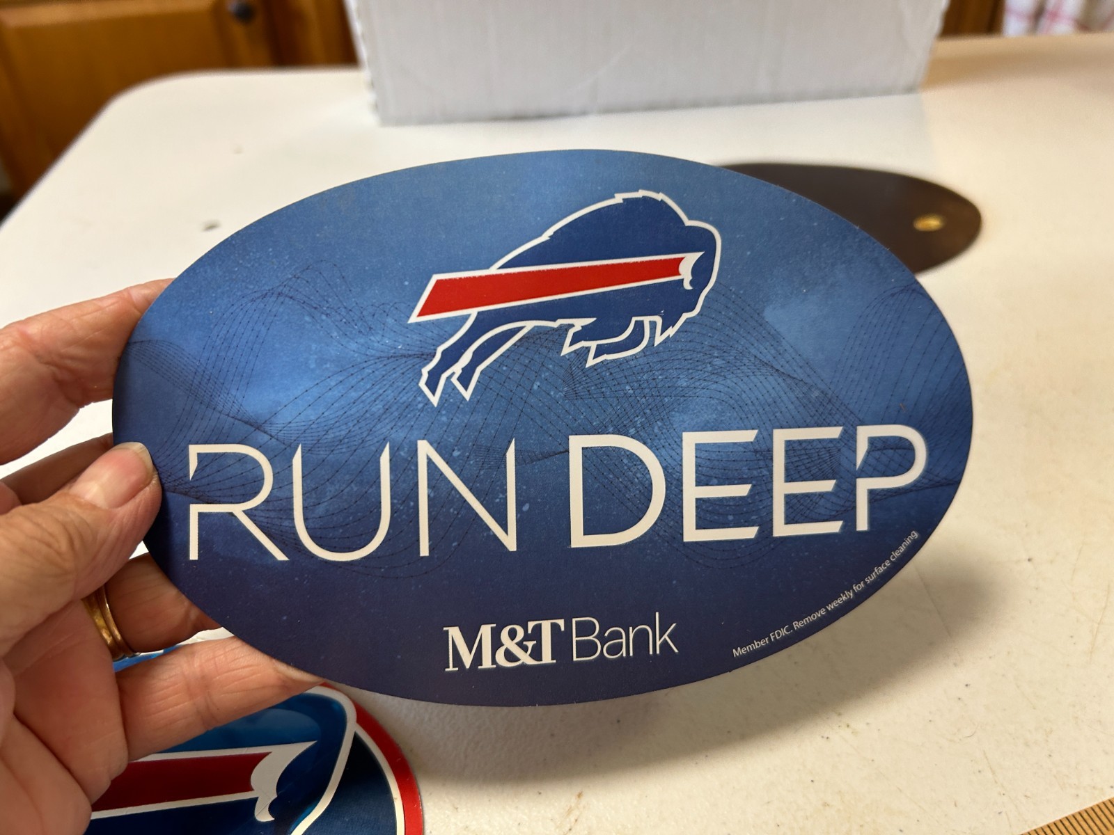 3 Vintage Buffalo Bill Football M&T Bank Magnets 7 1/2″ x 4 3/4″