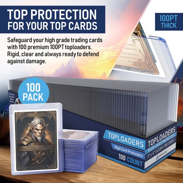 100 Premium 100PT Top Loaders for Cards Hard Card Sleeve Baseball Card Protector