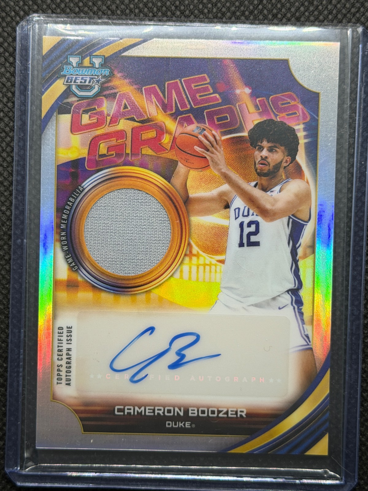 Topps Bowman U Best 2025/26 Cameron Boozer Game Graphs Auto Relic GAME WORN