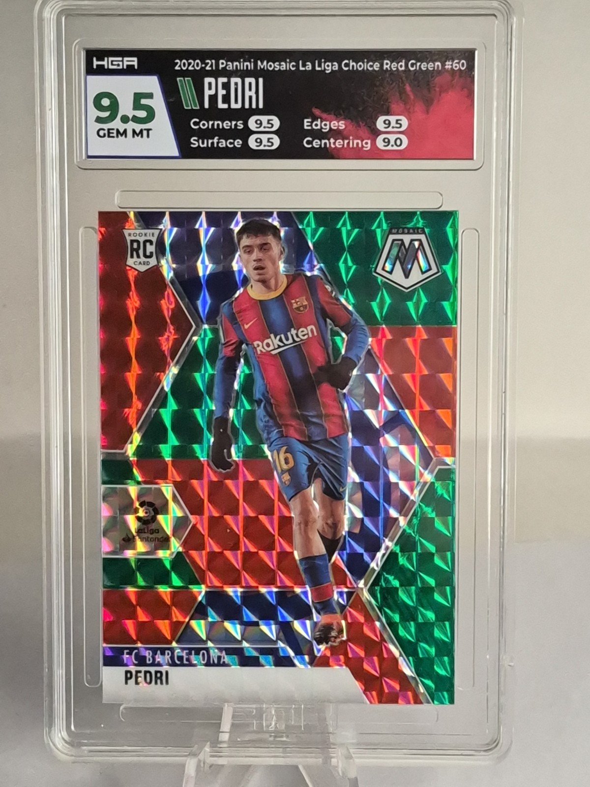 2020 Panini Mosaic La Liga Choice Red & Green Prizm Pedri #60 HGA 9.5