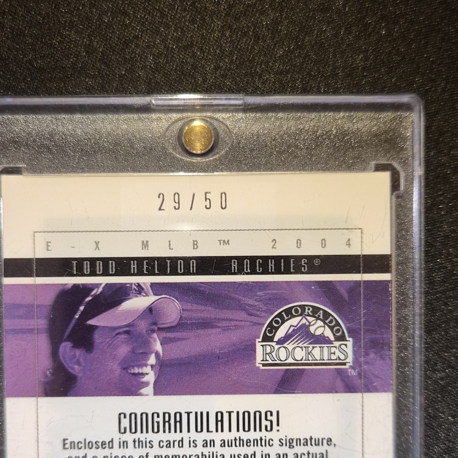 2004 Fleer E-X Todd Helton Clearly Authentics Auto Jersey #CAS-TH /50 Rockies